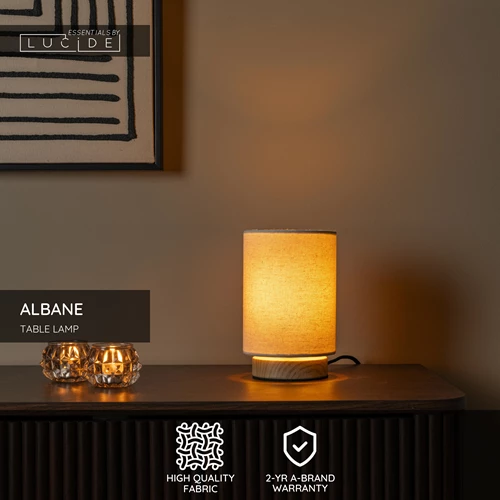 Lucide ALBANE - Table lamp - Ø 12 cm - 1xE14 - Light Wood Look - Essential - USP